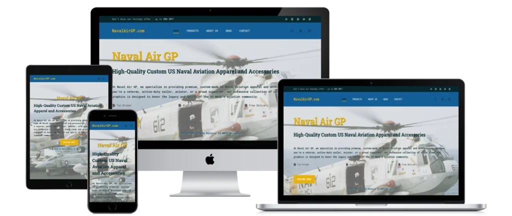 A website with a helicopter image and the title 