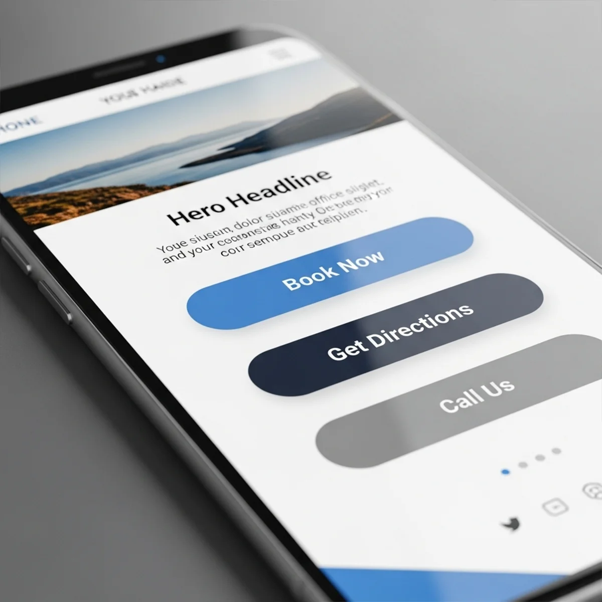 Example of a clean website layout with strong calls to action