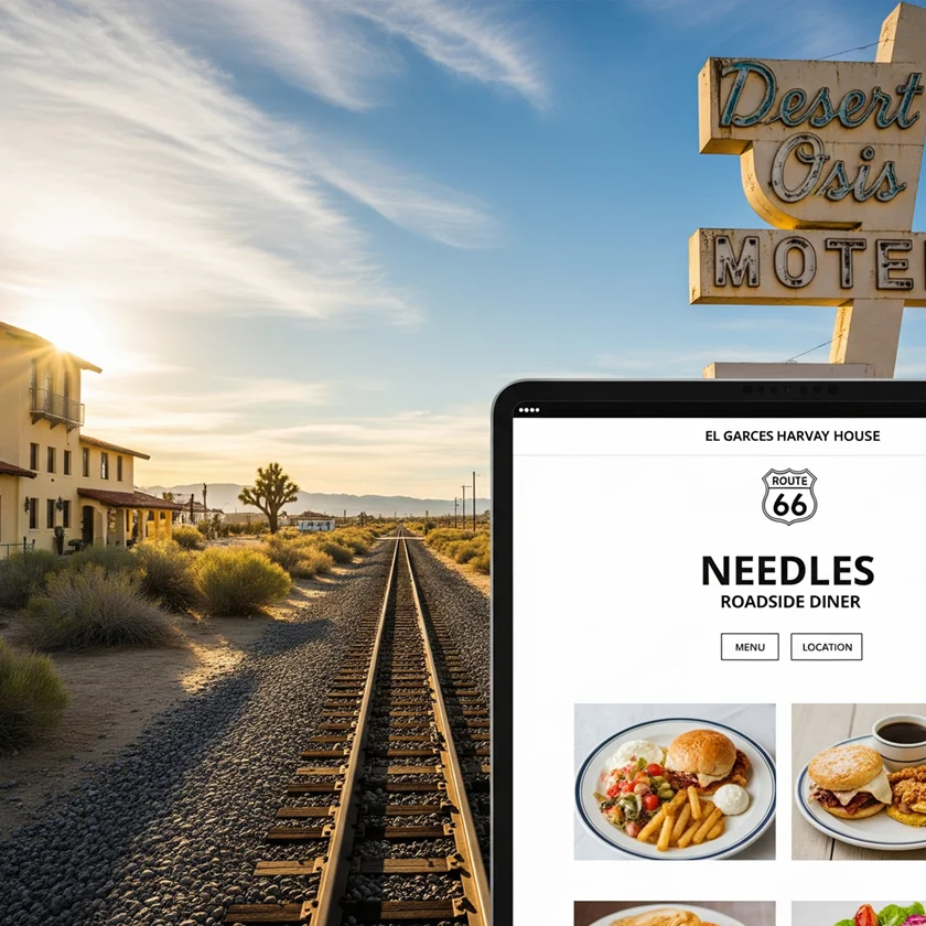 Website mockup tailored for Needles CA businesses along I-40 and Route 66