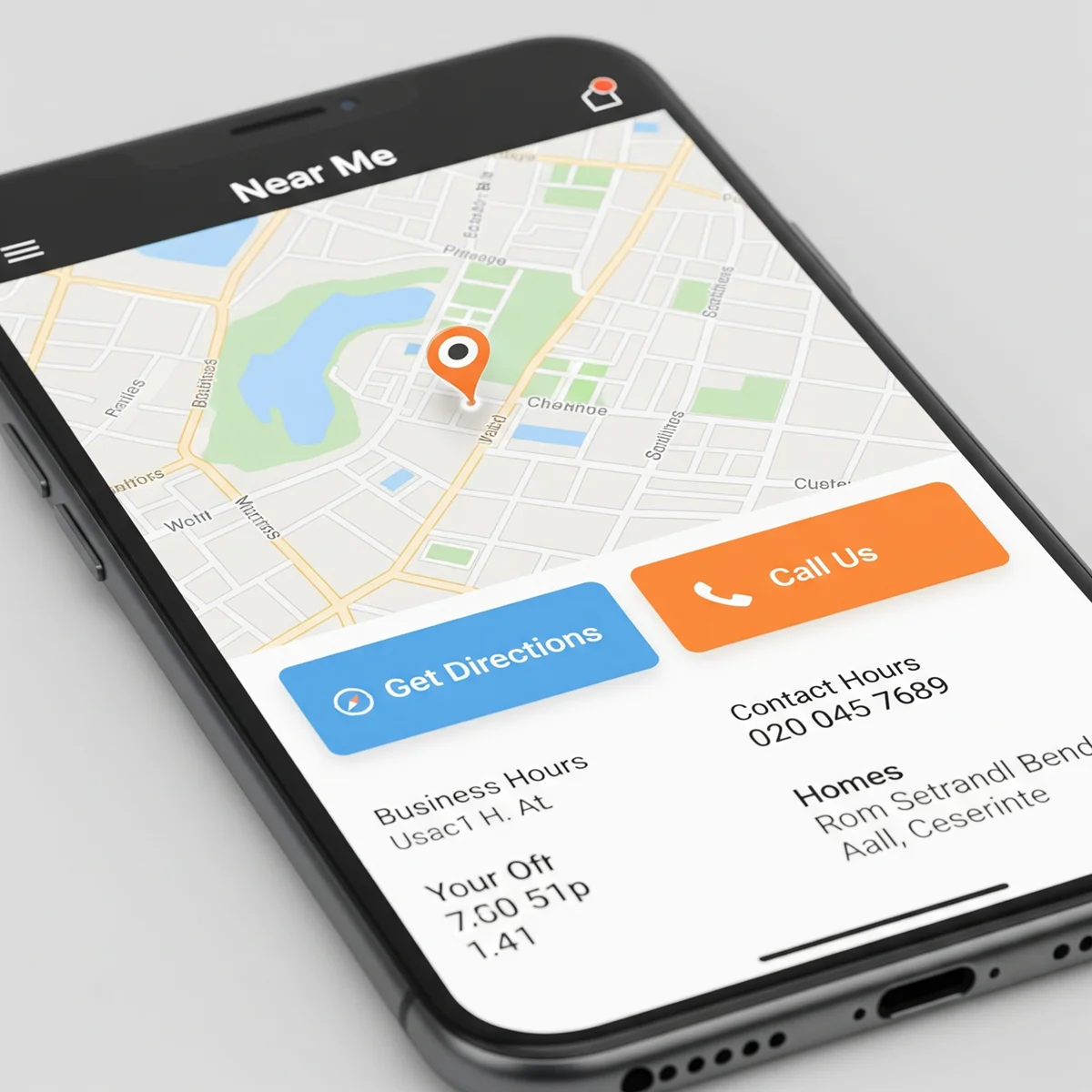 Clean, mobile-first layout example with clear call buttons