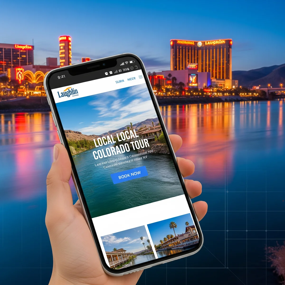 Conversion-focused website mockup for a Laughlin riverfront business