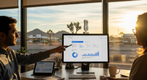 Local expert analyzing website data for SEO services in Kingman, AZ, helping a small business grow online.