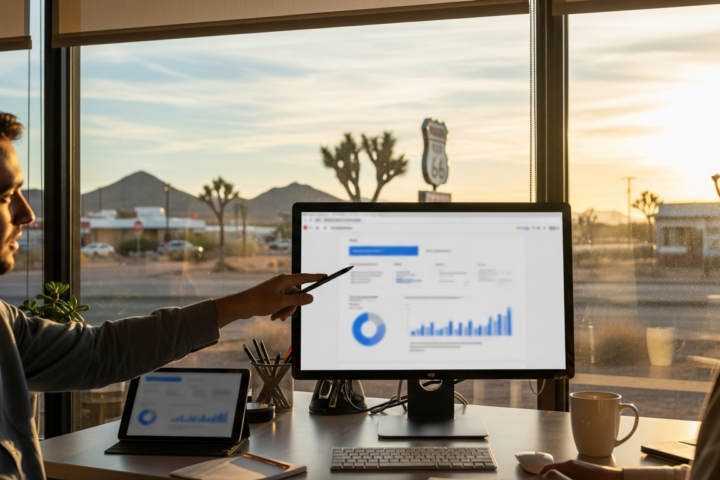 Local expert analyzing website data for SEO services in Kingman, AZ, helping a small business grow online.