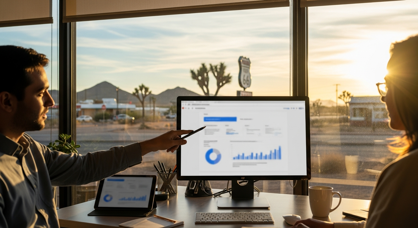Local expert analyzing website data for SEO services in Kingman, AZ, helping a small business grow online.
