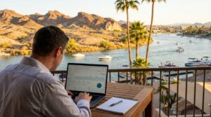 Labor Day marketing strategy graphic for Mohave County businesses focusing on end-of-summer sales and local digital growth.