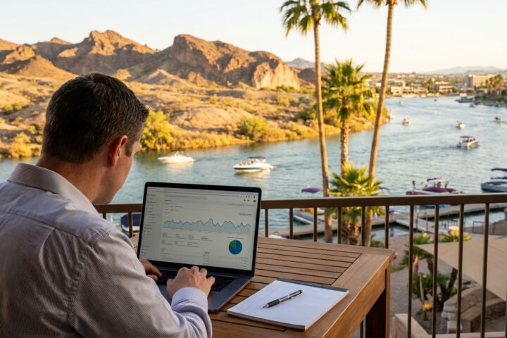 Labor Day marketing strategy graphic for Mohave County businesses focusing on end-of-summer sales and local digital growth.
