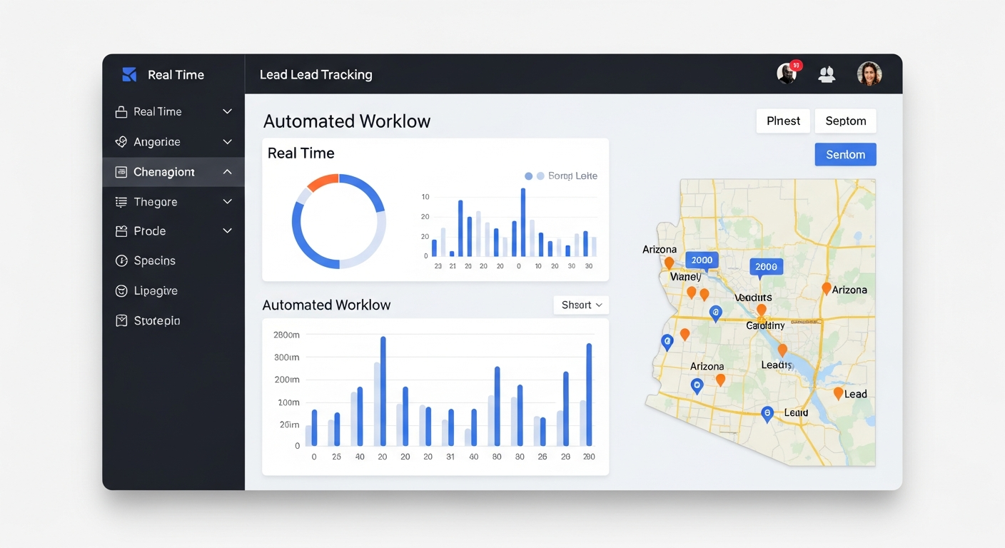 Custom business app dashboard with real-time lead tracking and automated workflows for AZ companies by Jeremy Webb.