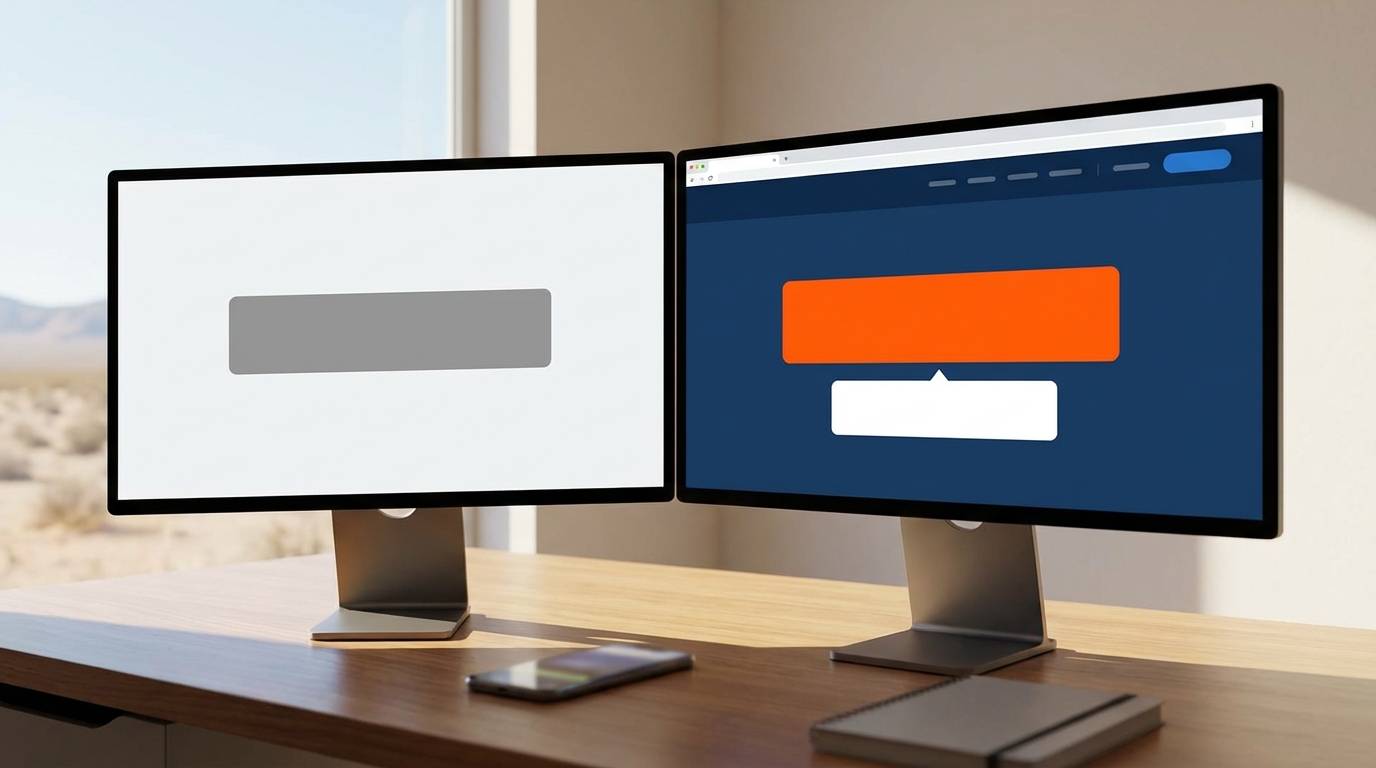 Comparison of generic submit button vs high-converting CTA with testimonial for effective Mohave Valley web design.